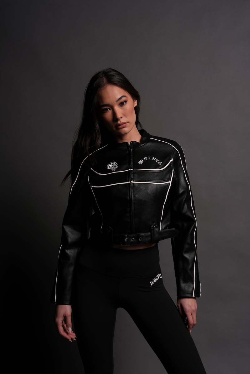 Black/White Darc Sport Chopper Wolf Letty Moto Jacket | 5439207-UJ