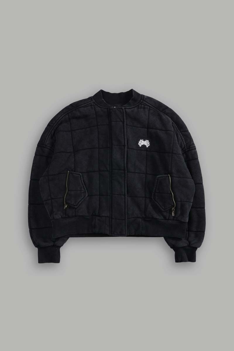 Black Darc Sport Dual Patch Cropped Quilted She Foley Bomber Jacket | 9437268-TM 