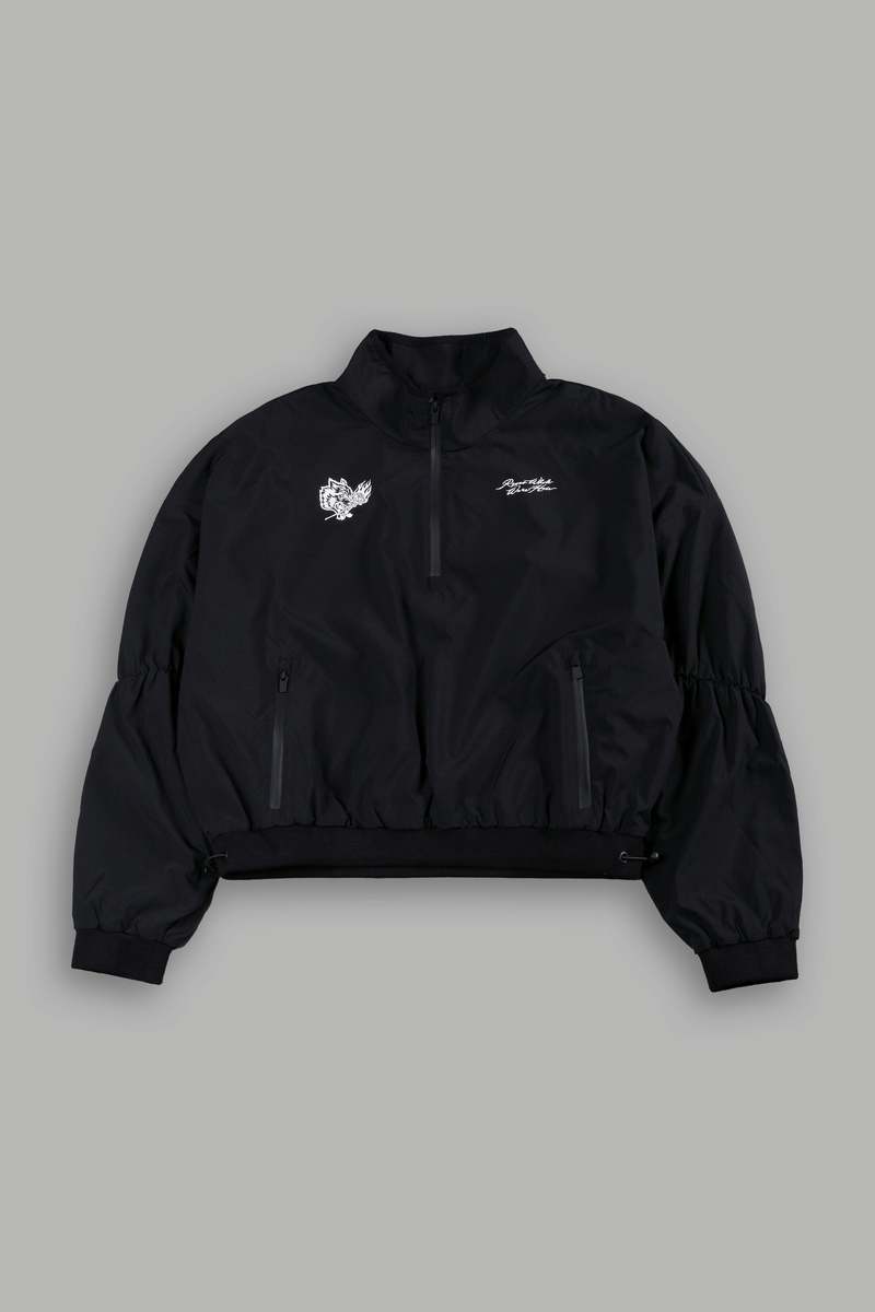 Black Darc Sport Roses While We're Here Cropped Zip Mockneck Sweater | 8134572-VP