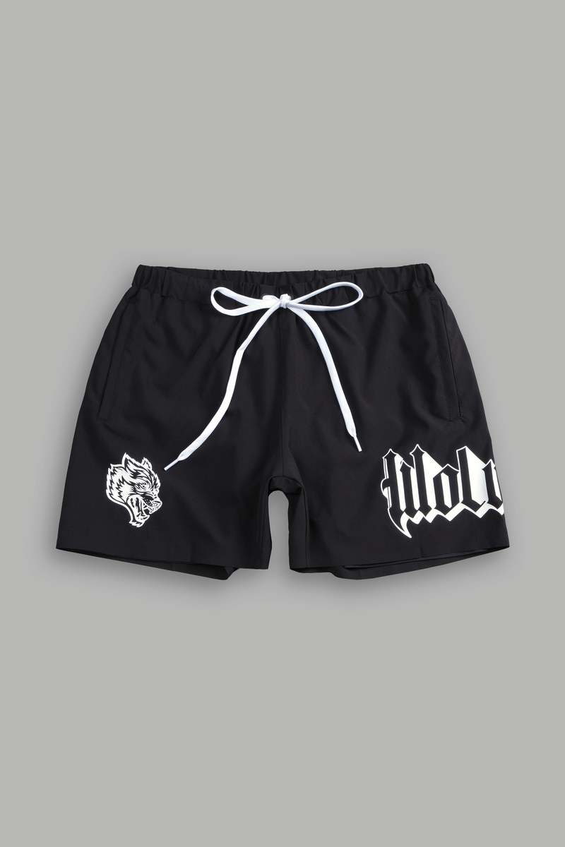 Black Darc Sport Wolves Represent Compression Shorts | 9465073-AT
