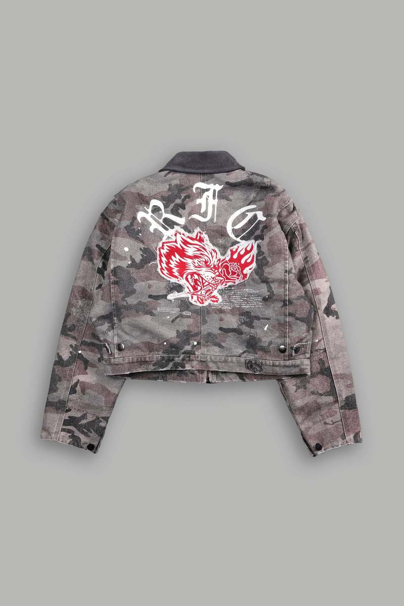 Blooming Woodland Camo Darc Sport Wolves Among Roses Wayland Cropped Jacket | 8620493-HM