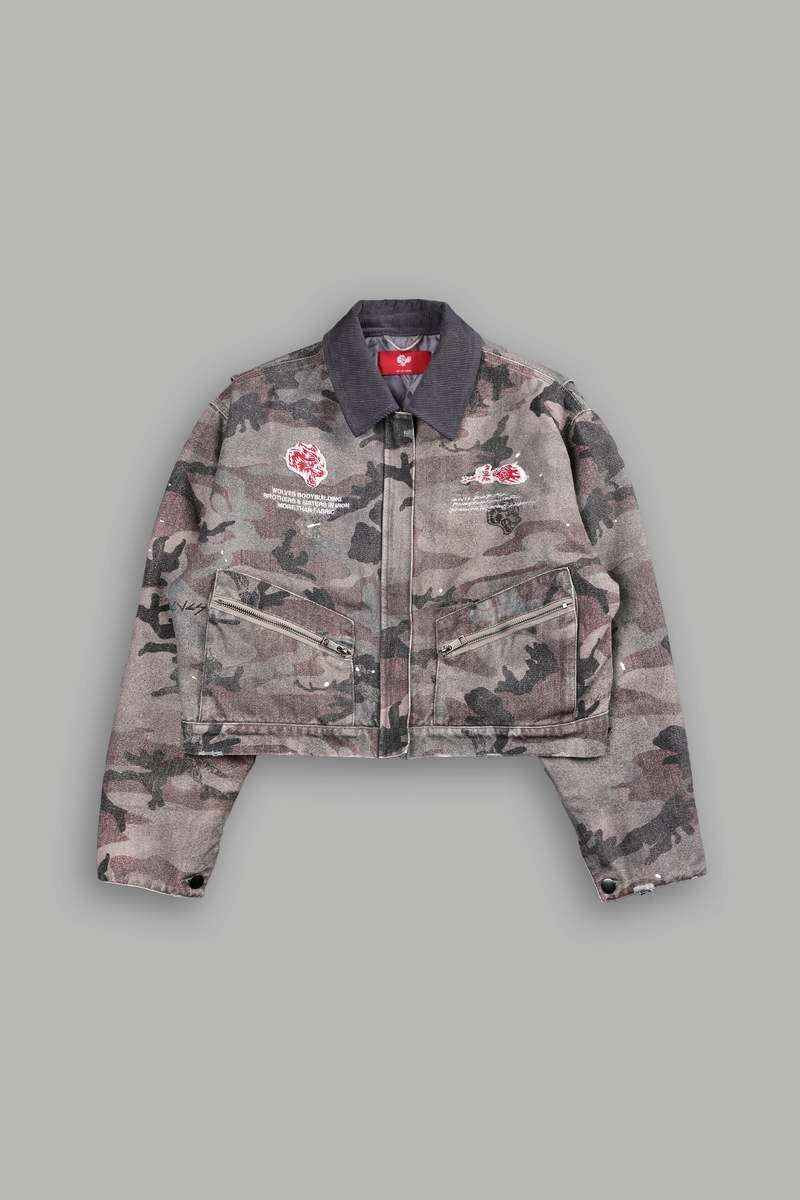 Blooming Woodland Camo Darc Sport Wolves Among Roses Wayland Cropped Jacket | 8620493-HM
