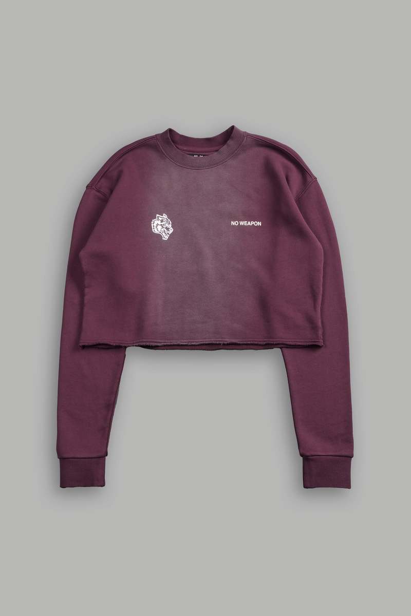 Cherry Wine Tonal Sun Fade Darc Sport No Weapon Shall Prosper (Cropped) Crewneck | 0397412-EO
